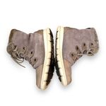 Sorel Joan Explorer Shearling Faux Fur Lace Up Gray Leather Booties Sz 9 Photo 2