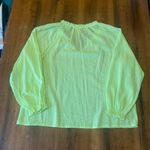 J.Crew  Blouse Large Bright Yellow w/ Swiss Dots Long Sleeve Elastic Wrist Vneck Photo 7