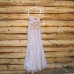 Mac Duggal 21036 Pink Strapless Lace Embellished Trumpet Gown With 3D Flower Photo 6