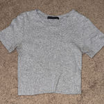 Brandy Melville Light Gray Ribbed Tee Photo 0