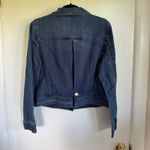 Chico's  Womens Blue Jean Denim Jacket Size 1/Medium Dark Wash Stretch Cotton Photo 1