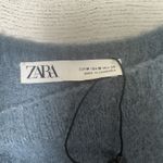 ZARA  Long Sleeve Mini‎ Dress Acrylic Blue Square Neck Ribbed Bodycon Size Medium Photo 6
