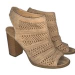 Report Tan Open Toe Laser Cut High Heel Shoes Size 7.5 Photo 0