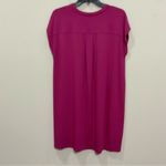 Eileen Fisher Fine Jersey Dress Sz Med Cap Sleeve Knee Length Boxy Berry Photo 4