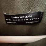 ZARA Woman Premium Denim Green Button Down Military Utility Shirt Medium Photo 8