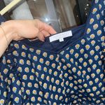 Hunter Bell  Blayne Puff Sleeves Poplin Peplum Top blouse block print floral navy Photo 4