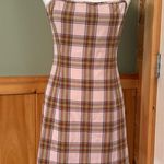 Sunday Best Pink Plaid Mini Dress size 6 Brown Photo 0