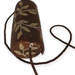 American Vintage Vintage 90s Lynne Jerome Floral Beaded Crossbody Purse 100% Silk Lined | Brown Photo 5