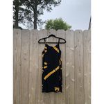 Willy Black Bamboo Shift Dress Small Black Yellow‎ Summer Beach Sundress Spring Photo 6
