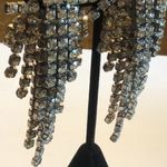 Huge Vintage Silver Tone CZ Rhinestone Starburst Dangling Clip On Earrings Photo 8
