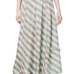 Anthropologie  Anupamaa Minted Terra Maxi Skirt Striped A Line Silk Green XS Photo 0