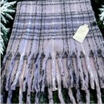 Plaid Fringe Scarf in Lavender and Gray Purple Photo 1