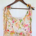 ASTR New Zirconia Watercolor Poppy Floral Tie Strap Tiered Midi Dress Size Large Photo 4