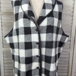 OLD RANCH Women's Buffalo Plaid Shawl Collar Cozy Fleece Vest Gray/White Photo 0