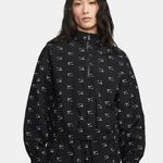 Nike Women’s Size XL Sportswear Air Aop Crop Windbreaker In Black Pullover Photo 0
