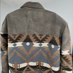 Women's Leather mixed media vintage southwestern Euro Mond Aztec jacket XL Gray Photo 2