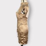 ASOS DESIGN Mini Dress Women's 4 Gold Satin High Neck Seamed Lace-Up NWT Photo 3