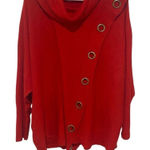 Notations  size 2XL cowl neck sweaters red long sleeve button embellishments Photo 0
