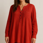 Free People  High Low Tunic Top Gauze Flowy Women’s Size Medium Red Photo 0
