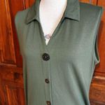 Soft Surroundings Green Sleeveless Maxi Dress Wooden Buttons Women's Size Large Photo 1
