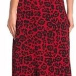 Abound Vtg 90s Y2K grunge flutter trumpet leopard animal print midi slit red skirt M Photo 1