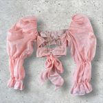 For Love & Lemons Hampton Floral Puff Sleeve Festival Boho CROP TOP Sz S Photo 4