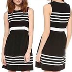 J.Crew  Factory Striped Daybreak Dress Black White Sleeveless Mini Fit & Flare Photo 0