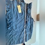 Elan NWT  Denim Ruffle Sleeve Top Size Large Photo 5