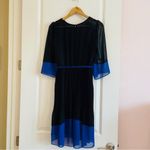 Alyx Limited Blue & Black SheerDress Belt Waist Button Back Size 6 Photo 6