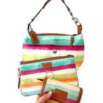 Coach Vintage Hampton Watercolor Stripe Shoulder Bag F11677 Wristlet Wallet Pouc Photo 0