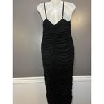 Club L London Dress Womens 10 Black Ruched Bodycon Midi Spaghetti Strap Made UK Photo 5