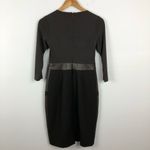 Rickie Freeman Teri Jon Sheath Dress Faux Leather Brown Size 4 Photo 7