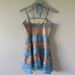 Foxiedox  Light Blue and Tan Floral Lace Dress NEW Photo 4