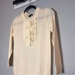 J.Crew  Ruffle Front Sweater Crewneck Merino Wool Cream Size XS Photo 1