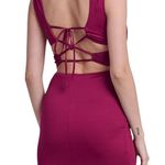 Blue Blush Berry Lace Up Back V-neck Bodycon Mini Dress Size Large NWT Photo 1