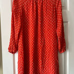 Tory Burch  Orange and white boho silk shift dress with long sleeves. Size 8. Photo 0