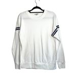 American Eagle White Navy Blue Arm Stripe Ahhmazingly Soft Sweatshirt Photo 0