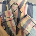 G Rolling Shirt Top Western Wear Plaid Button Up Pastel Pink Blue Yellow White Photo 2