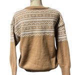 Melrose and Market  Isle Fair Orange & White Crewneck Sweater size Large Photo 7