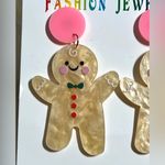 Christmas Gingerbread Man Drop Earrings Tan Photo 1