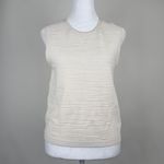 Jason Wu  Cream Textured Crew Neck Tank Top Shell Ribbed Trim Stretchy Size M Photo 2