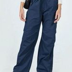 Princess Polly  NEW Annerley Wide Leg Parachute Pants Navy Blue Size 12 Photo 0