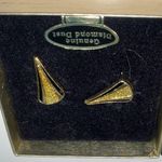 Vintage Van Doran Genuine Diamond Dust Gold Tone Clip Earrings Black New In Box Photo 1