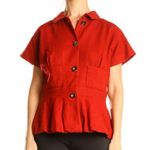 Piazza Sempione  Cashmere Short Sleeve Cardigan / Jacket Peplum Red Check IT 44 Photo 0