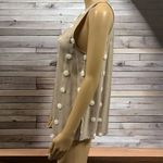 Blu Pepper Tan White Rayon Swiss Dot Spaghetti Strap Sleeveless Tank Top Small Photo 10