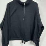Old Navy Womans Long Sleeve Pullover Sweatshirt Medium Black 1/4 Zip Cropped Photo 0