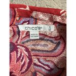 Chico's ‎ Floral Pleated Blouse Shirt Size 4 US 20 Red Pink Career Casual Light Photo 7