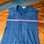 Cloth & Stone  Cotton Sleevless Collared shirt dress blue white size medium Photo 7