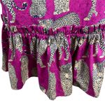 Tyler Böe Leopard Cheetah Print Ruffle Hem Dress Pink Magenta Puff Sleeve XS Photo 3