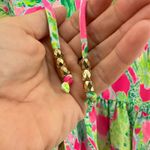 Lilly Pulitzer  Women's Floral Tensley Top Medium Long Sleeve Ruffle Hem Tassel Photo 4